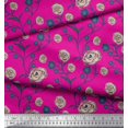 thumbnail image 2 of Soimoi Tissu en Rayonne Imprimé Feuilles & Roses Tissu de Couture Yard 42 Pouces de Large, 2 of 3