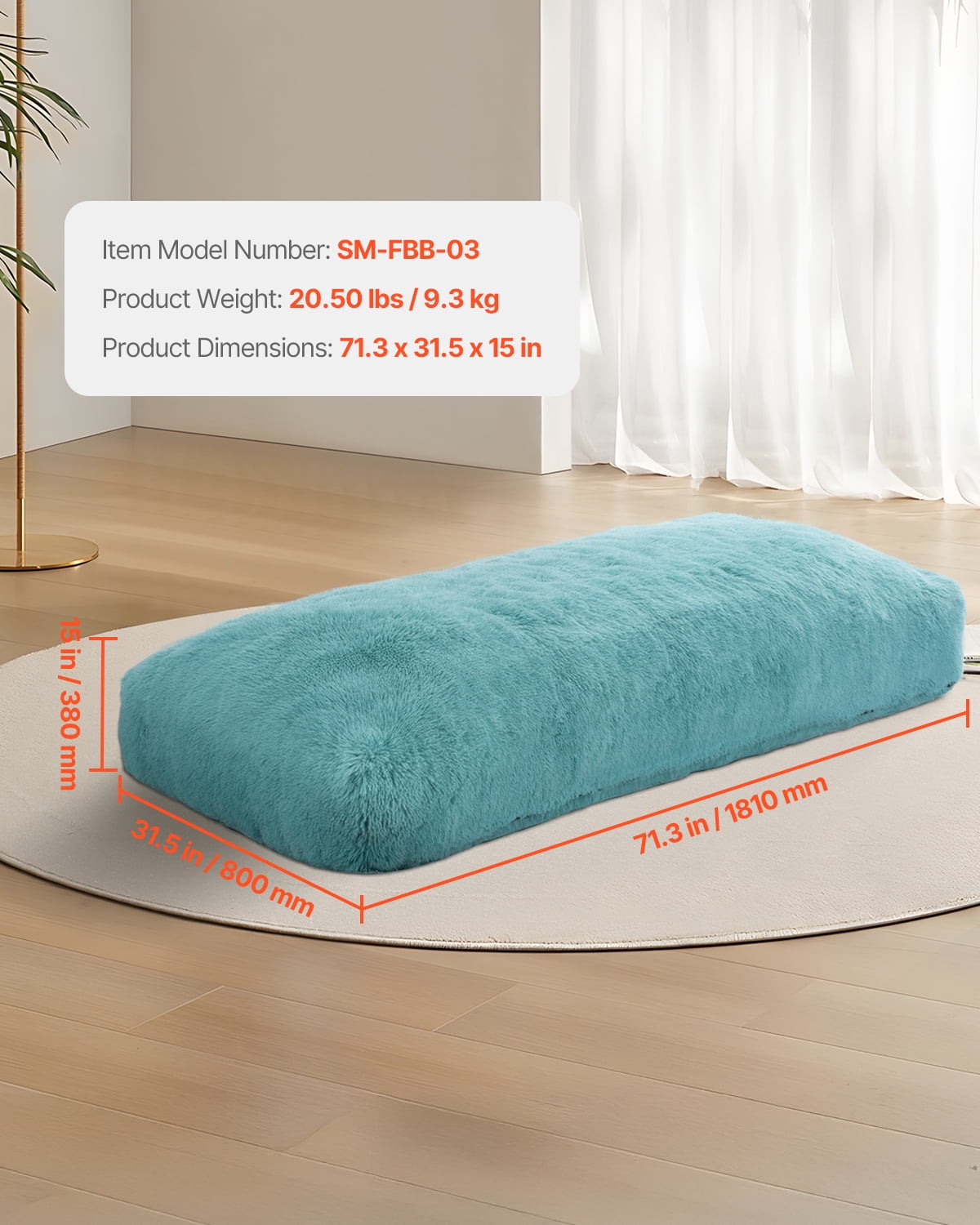 VEVOR Bean Bag Chair, Giant BeanBag Chair with Removable & Washable Cover for Adults, Fluffy Plush & High-Density Foam Filling Floor Adult Bean Bag with Zapper, Ideal for Living Room, Bedroom, Blue