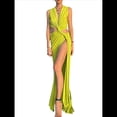 thumbnail image 3 of Vestido de Mujer , Ajustado, Irregular, con Aberturas Laterales, Escote en V Profundo y Aberturas en el Bajo. Verde M, 3 of 8