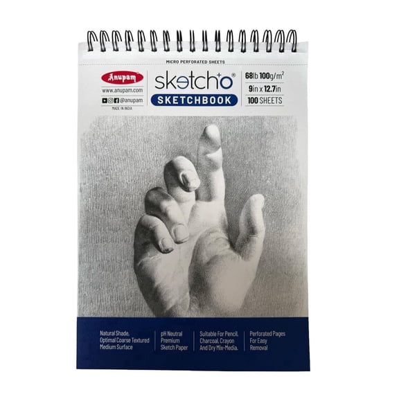 Anupam Sketch-O Sketchbook A4 | 100 Sheet 200 Pages | 100GSM |Top Spiral-Bound Sketchpad for Artists for Marker Colored Pencil Charcoal
