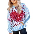 thumbnail image 2 of Gpaecead Hoodies for Teen Girls Valentine's Day Heart Printed Pullover Long Sleeve Sweatshirts 4 Years Blue, 2 of 5