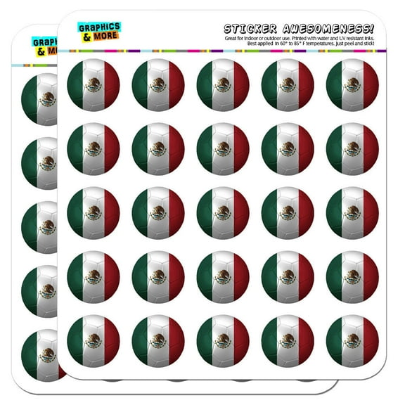 Mexico Flag Soccer Ball Futbol Football 1" Scrapbooking Crafting Stickers