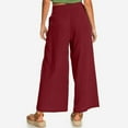 thumbnail image 3 of Aloohaidyvio Pants,Women Casual Solid High Waist Loose Pocket Straight Buttons Long Pants, 3 of 5