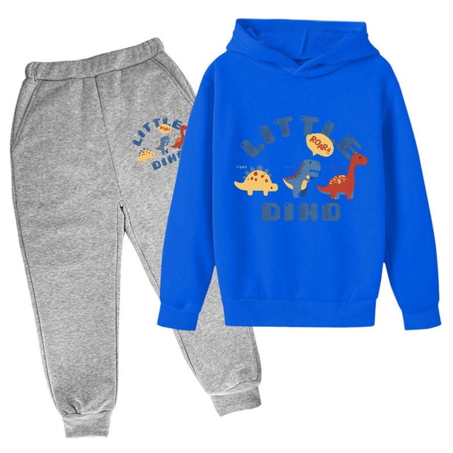Fshinging Children Clothes Set Fashion Dinosaur Print Long Sleeve Hoodie Tops And Jogger Sweatpants Ensemble Vêtements Garçon