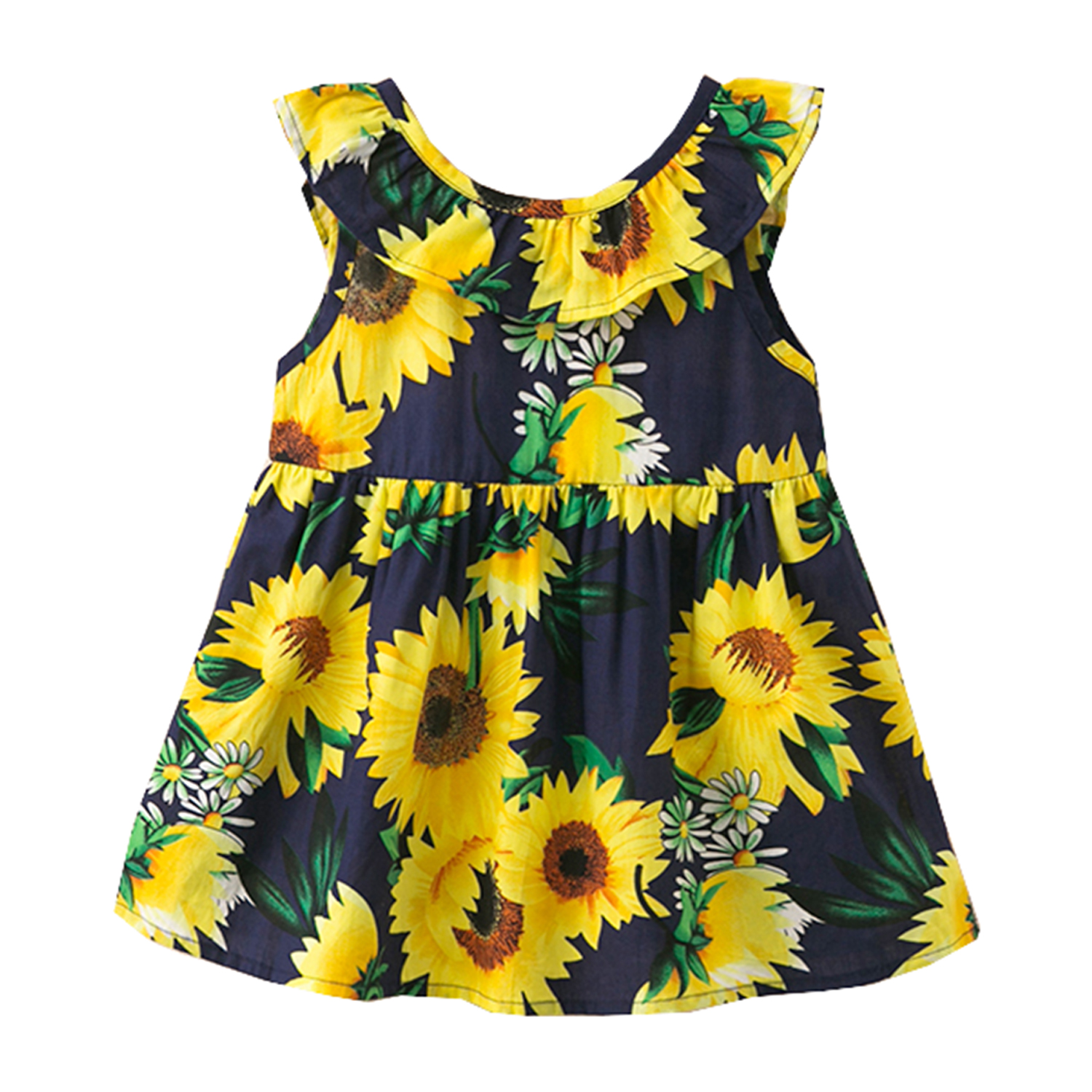 Styles I Love Little Kid Girls Sunflower Strawberry Print Sleeveless Cotton  Summer Dress Casual Clothes Outfit (Sunflower Navy Blue, 120/4-5 Years) -  Walmart.com