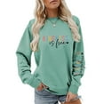 thumbnail image 2 of XIAOCHA Womens Sweatshirts Trendy Colorful Letter Print Crewneck Pullover Tops Drop Shoulder Long Sleeves Loose Fit Oversize Sweatshirts, 2 of 4