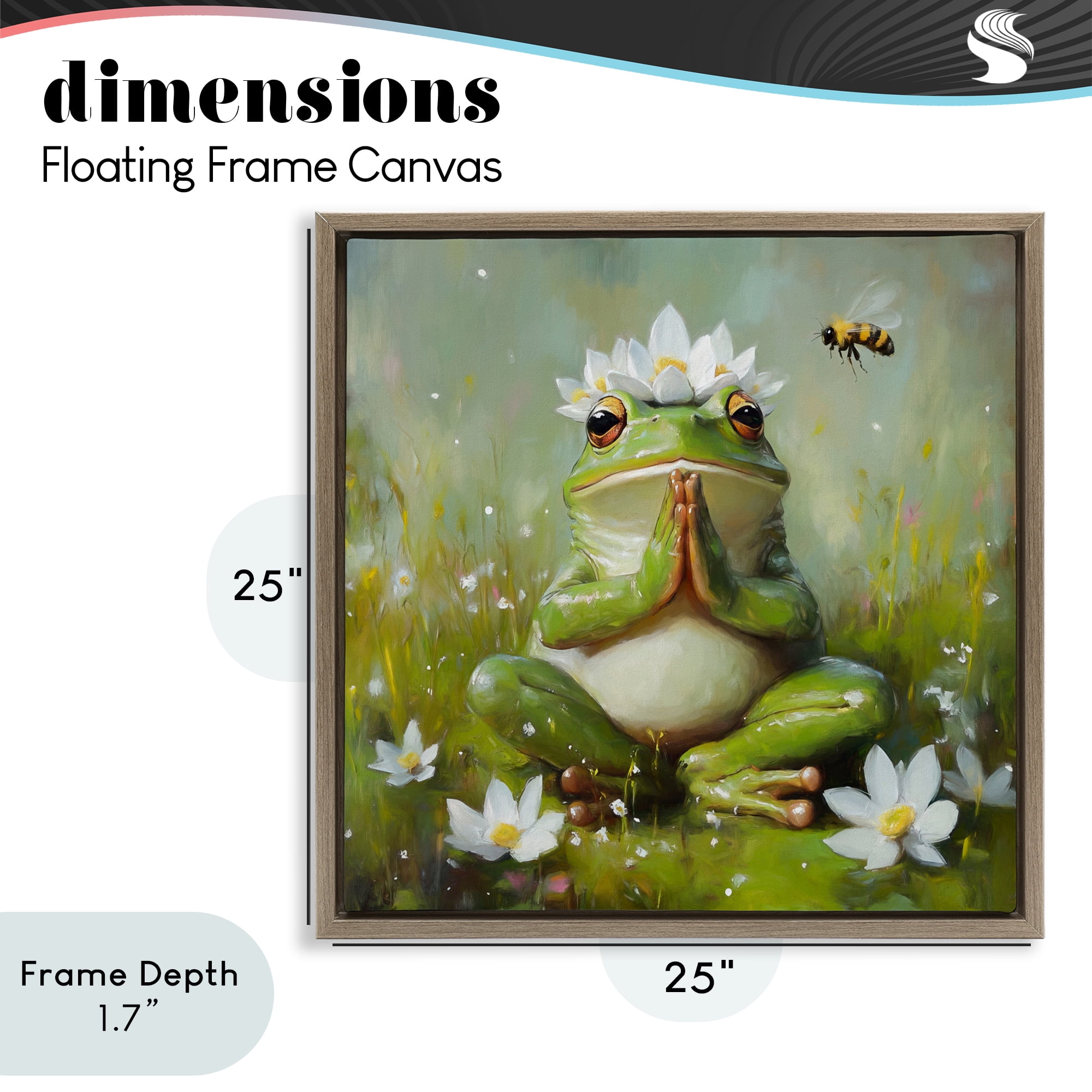 Stupell Industries Buddha Bullfrog Meditation Brown Framed Floater Canvas Wall Art, design by Tina LeCour