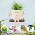 thumbnail image 5 of Swing Planter Pot Hanging Face Planter with Drainage Hole, Resin Smile Face Flower Pots for Indoor Outdoor String of Pearls, 5.3 Inch, 5 of 9