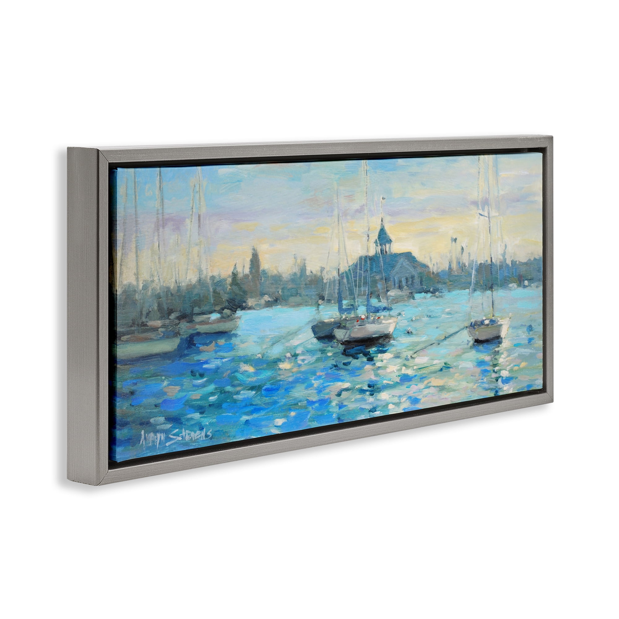 Stupell Industries Sunday On The Water Gray Framed Floater Canvas Wall Art, design by Allayn Stevens