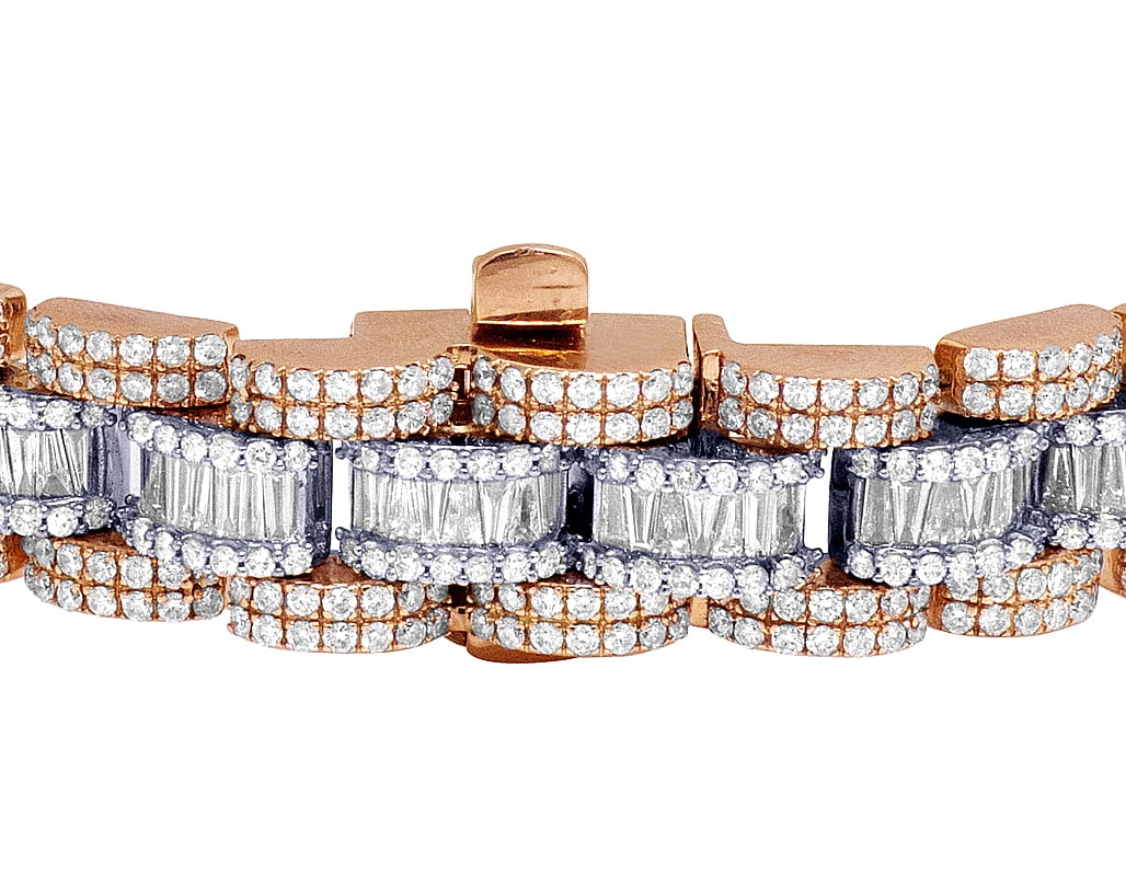 14k Two Tone Presidential Style Baguette Diamond Bracelet