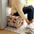 thumbnail image 5 of SCRAWLGOD Sunflower Leaf Print Beige Footstool Cover, Washable Square Slipcover with Non Slip Bottom Soft Foot Stool Protection Universal Fit for Most Footrest Sofa, 5 of 7