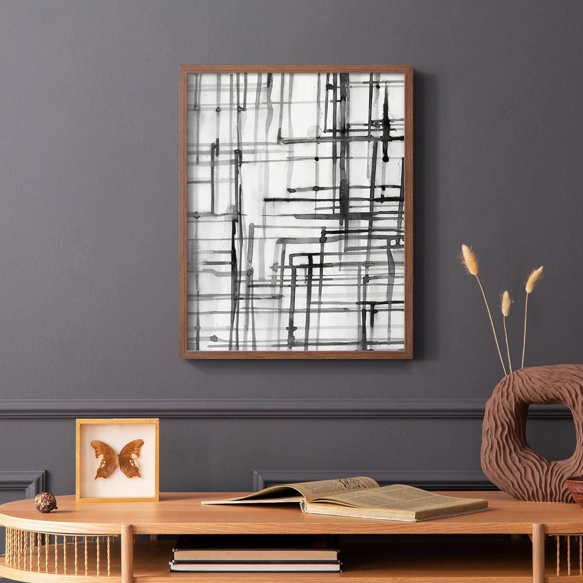 Line Meditation I in Brown Solid Wood 8 x 10 Framed Print