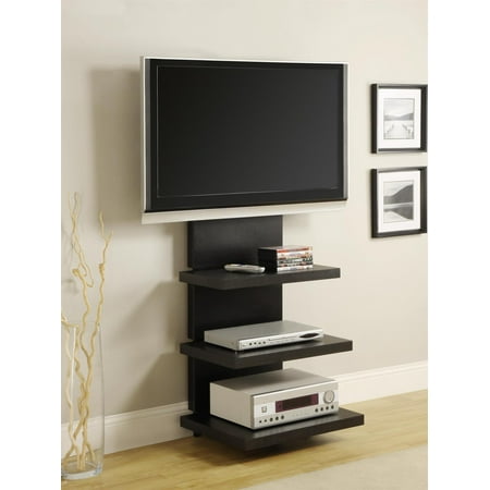 Wall Mount TV Stand with 3 Shelves, Black, for TVs up to 60"