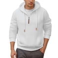 thumbnail image 5 of Wuxian Men Winter Sweatshirt Heavyweight Lined Quarter Zipper Hooded Pullovers Solid Color Long Sleeve Oversized Coats Daily Wear,White,L, 5 of 9