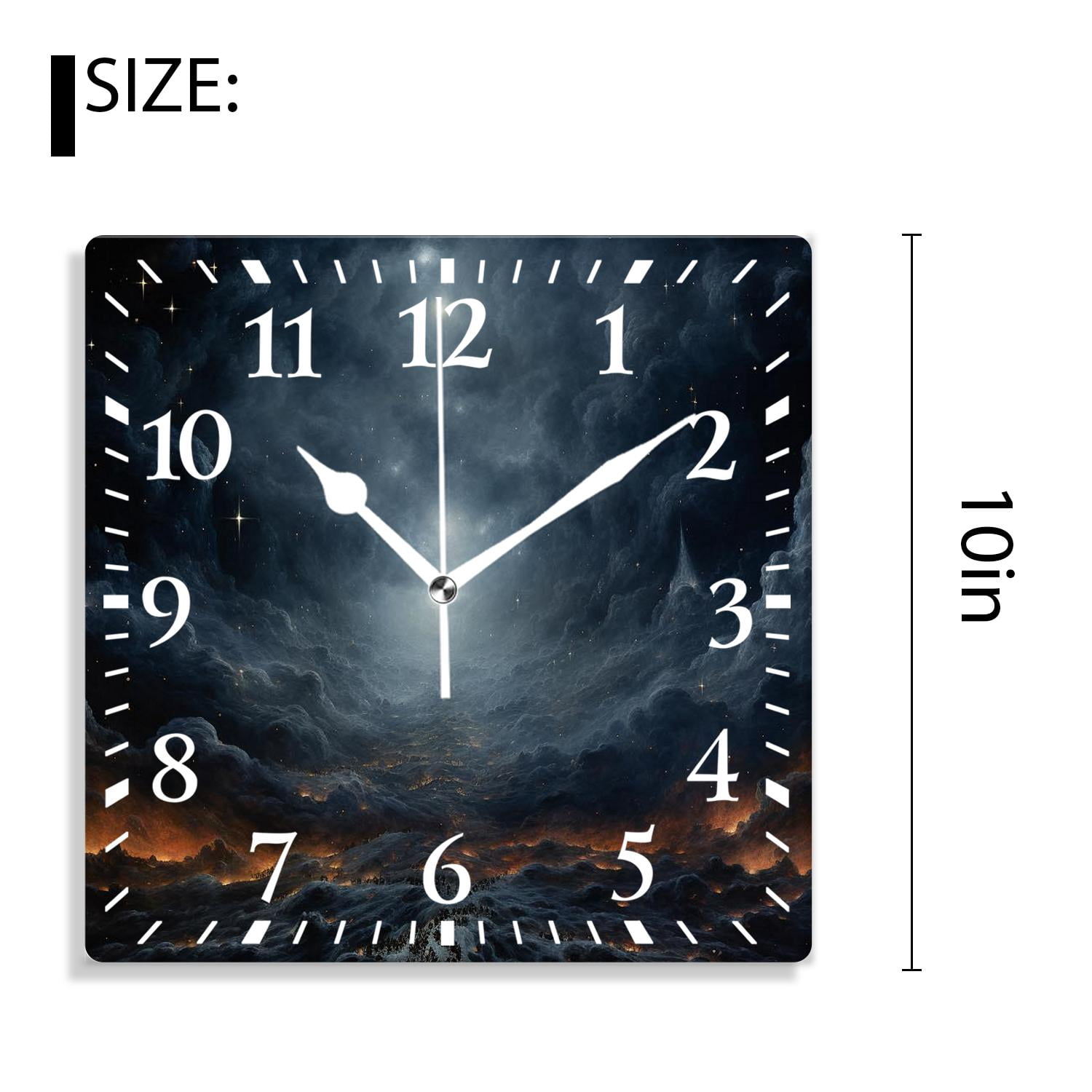 10 Inch Wall Clock Battery Operated Silent Clock Decorative for Office, Kitchen, Outdoor, Living Room，Outer Space Spiral Galaxy Image Space and Stars Picture