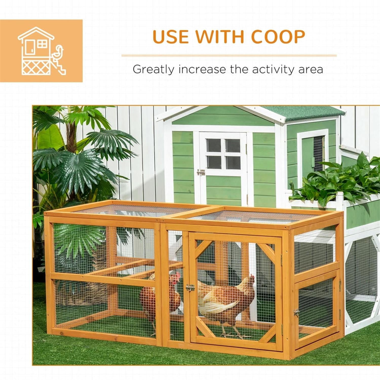 Demi Bonn 55" Outdoor Wood Run Hen House, Mini Chicken Coop Add-on Expansion Accessories, Orange