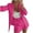Hot Pink, variant on 2024 Womens Casual Blazers Open Front Crop Blazer Jacket Business Attire Solid Long Sleeve Suit Lapel Collar Slim Cardigan Coat Olive Green