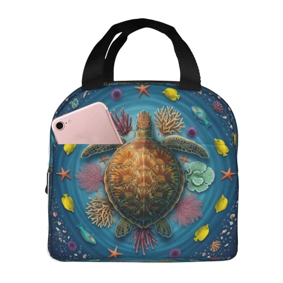 Sea Turtle Lunch Box Leakproof Insulated Reusable Meal Prep Bag For Women Men Large Capacity Office Commuting Picnic Tote Bag