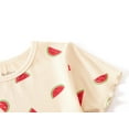 thumbnail image 4 of Beezizac Little Girls Pajamas Beige Watermelon Comfy Ribbed Jersey Short Sleeves & Pants 2- Piece PJ Set Size 6, 4 of 7