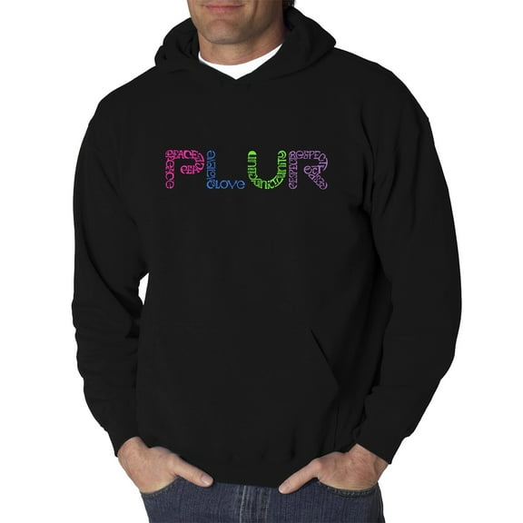 LA Pop Art Men's Word Art Hooded Sweatshirt - PLUR