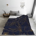 thumbnail image 5 of Cauagu Copper-Gold Gloss Outline Flower Pattern Flannel Bed Blankets,Fleece Blanket Comfortable Air Conditioning Blanket for Sofa Bed Travel Couch & Living Room -80"x60", 5 of 8
