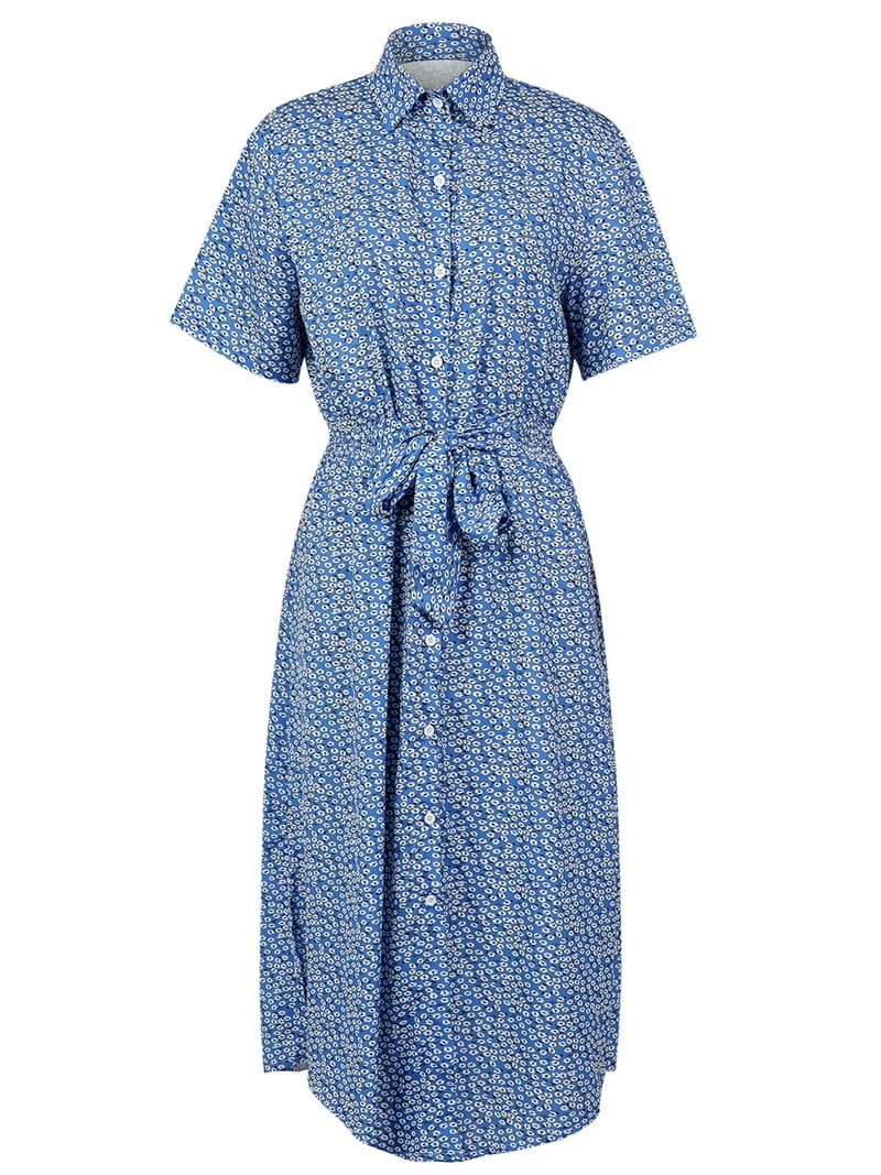 JXXIATANG Women's Button Down Midi Dress, Short Sleeve Floral Print, Belted Casual Shirt Dress - Walmart.com JXXIATANG Women's Button Down Midi Dress, Short Sleeve Floral Print, Belted Casual Shirt Dress - Walmart.com