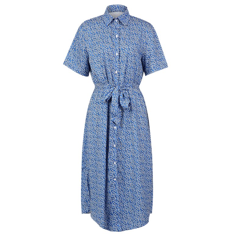 Women's Button Down Midi Dress, Short Sleeve Floral Print