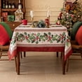 thumbnail image 6 of Christmas Jacquard Rectangle Tablecloth, Winter Vintage Holly Waterproof Table Cloth, Xmas Farmhouse Fabric Table Cover for Holiday, Dining, Party Decor, DHHolly 60 x 84 Inch, 6 of 7
