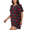 thumbnail image 2 of Fuzoiu Red Rooster Print Women's Short-Sleeved Pajama Set,Lounge Sleepwear Set,Womens Pajama Sets 2 Piece,Button-Up Top and Shorts with Pockets-X-Large, 2 of 7