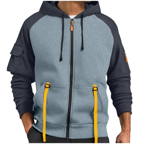 Chbgutlmr Zip up Jackets for Men Workout Hoodies Sweatshirts Outdoor Active Loose Block Color Jackets