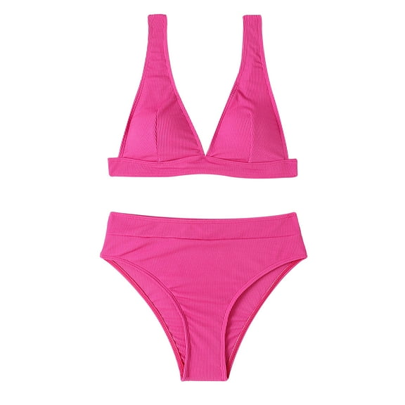 Vhkiploz Summer Bikini SwimSuits for Women 2 Piece Solid Color Splited Bathing Suits High Cut Sports Drawstring Swimwear Sports Surf Suits SwimSuits