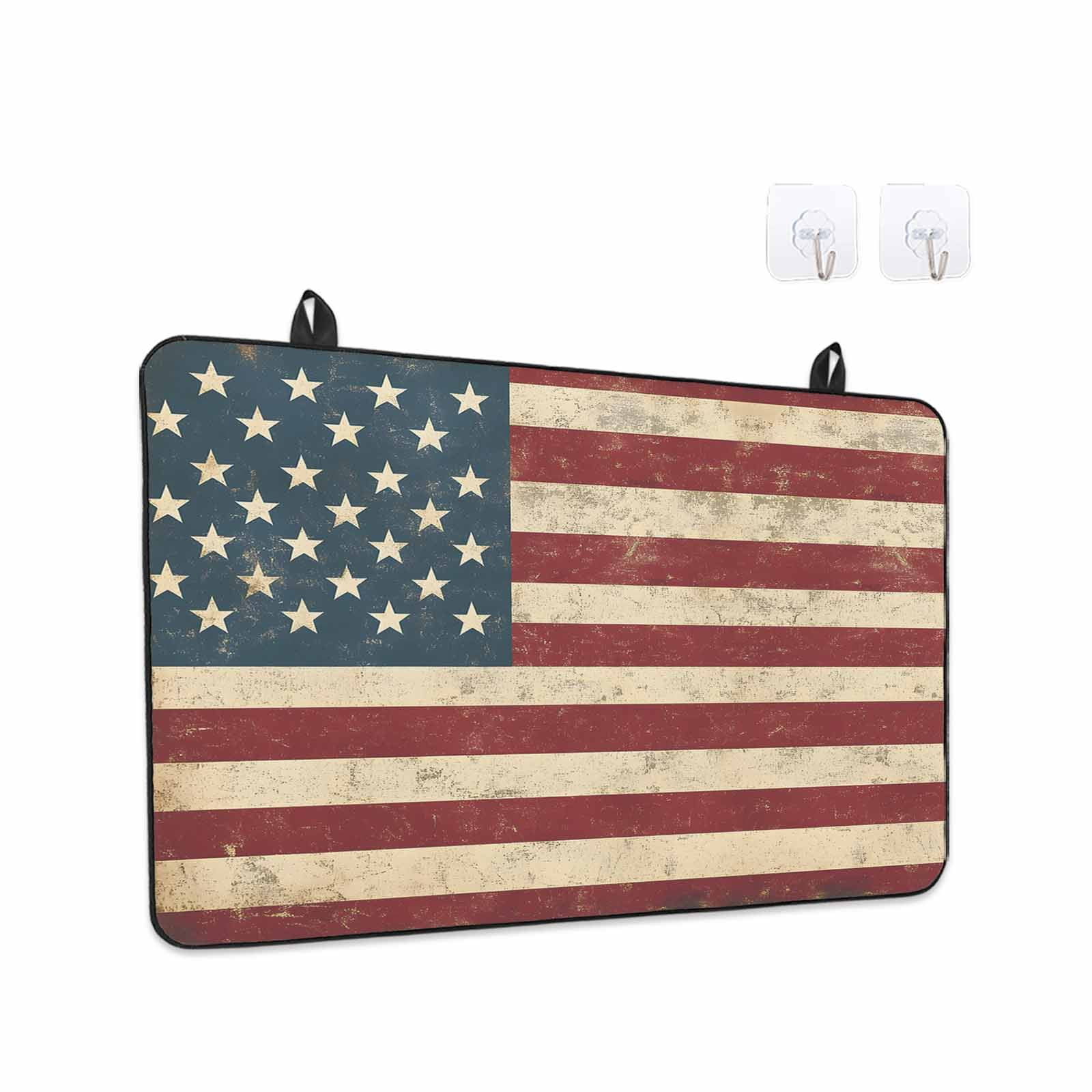 Retro Red Blue American Flag Stove Top Cover for Electric Stove, Heat-proof & Non Slip Glass Top Stove Cover Protector, US Flag Vintage Stars Kitchen Flat Cooktop Rubber Mat 24x21 Inches