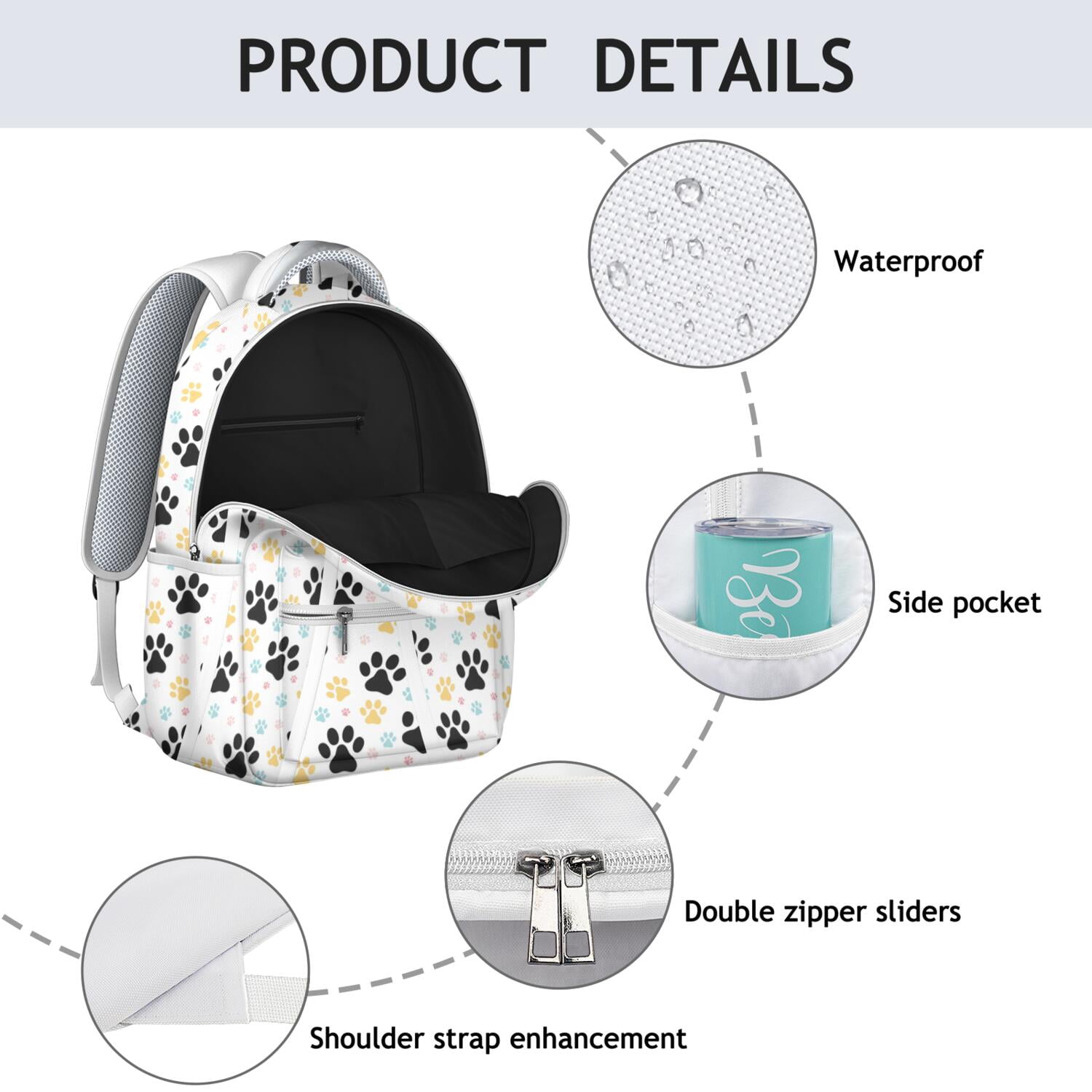 "Cute Dog Design Backpack for School & Travel - Waterproof Lightweight Laptop Bag, Trendy College Backpack for Pet Lovers, Multiple Pockets for Students Professionals"