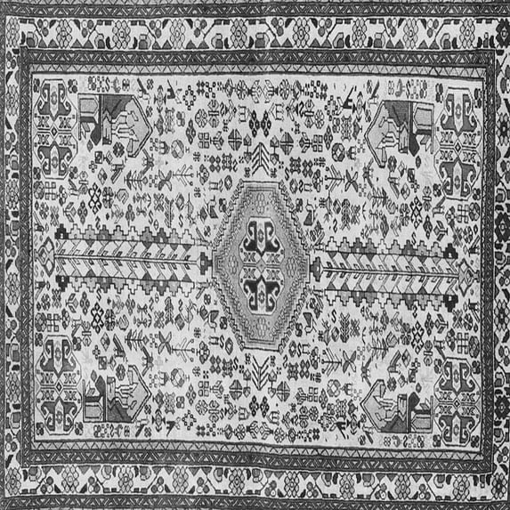 Ahgly Company Indoor Square Persian Gray Traditional Area Rugs, 7' Square