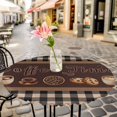 thumbnail image 4 of Vintage Coffee Time Fitted Tablecloth with Elastic Edged, Round Table Cloth for Dining Table, Farmhouse Desserts Black White Plaid Waterproof Oil Proof Table Cover for Indoor Outdoor 45"-54", 4 of 8