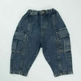 thumbnail image 2 of MEZZALL Child Toddler Boys Girls Denim Pants Casual Solid Color Holiday Trousers Relaxed Fit Baby Wear, 2 of 4