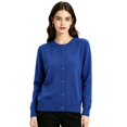 thumbnail image 3 of Huowey Women Cardigan Sweaters Knit Button Up Cardigans Long Sleeve Crew Neck Stylish Casual Daily Coats,Blue,M, 3 of 3