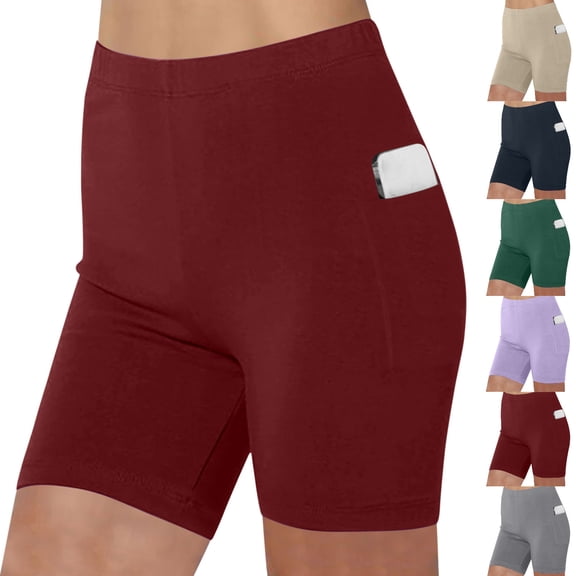 Tumotour Athletic Running Yoga Short for Women's Elastic Waist Outdoor Work Shorts Jogging Walkshort Summer High Waisted Biker Shorts with Pocket