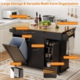 thumbnail image 4 of Rolling Kitchen Island Carts with Storage, 55" Wide Island Table on Wheels with Spice Rack, Towel Rack, Knife Holder and Trash Can Storage, Portable Mobile Island Table for Kitchen, 4 of 7
