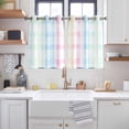 thumbnail image 2 of Blue Pink Plaid Kitchen Curtains Short 45 Inch Length, Pastel Green White Buffalo Patchwork Grommet Top Bedroom Living Room Curtains, Light Filtering Cafe Curtain Drapes 2 Panels Set 84''x45'', 2 of 9