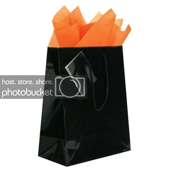 JAM Gift Bag Assortment, 2 Black Bags & Orange Tissue Paper, 3/Pack