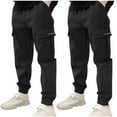 thumbnail image 1 of Odeerbi 3-14 Años Para Niños 2 Pcs Pantalones de Carga Delgados Pantalones Deportivos Deportivos Pantalones de Trabajo Casuales Con Bolsillo, 1 of 7