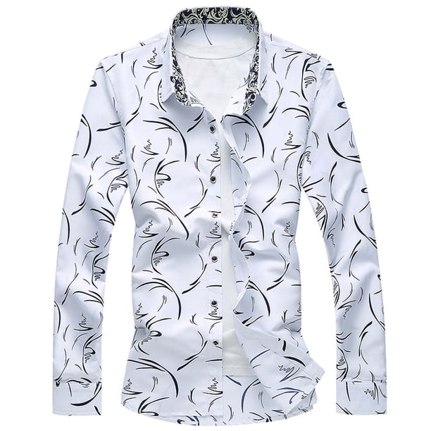 Blusa y camisa formal de manga larga con cuello vuelto para hombre, camisa con estampado a color, blusa de manga larga con cuello vuelto, blusa para hombre