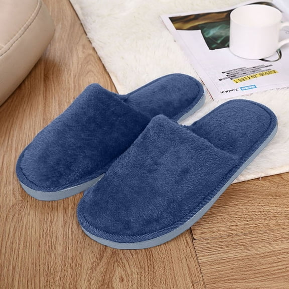 His and Her Fuzzy Slippers for Couples - Comfortable Memory Foam, Anti-Skid Warm Bedroom Shoes