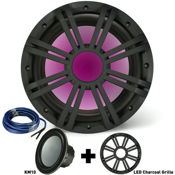Kicker 10 Inch Marine Subwoofer with RGB LED Charcoal Grille