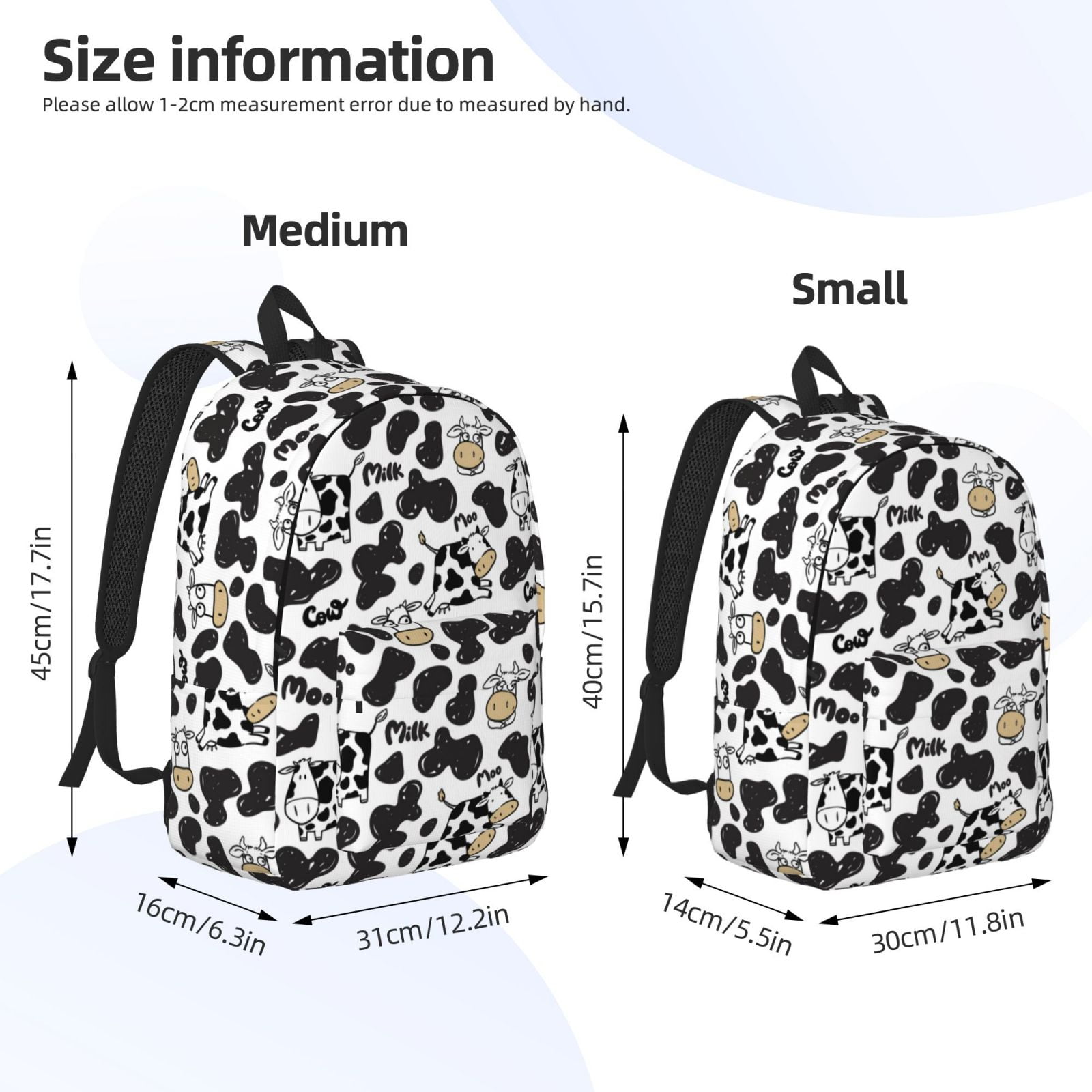 Ratiio Cow Print Canvas Backpack for Women & Men Retro Aesthetic Rucksack Basic Backpack for High School/College Students Travel Laptop Bag