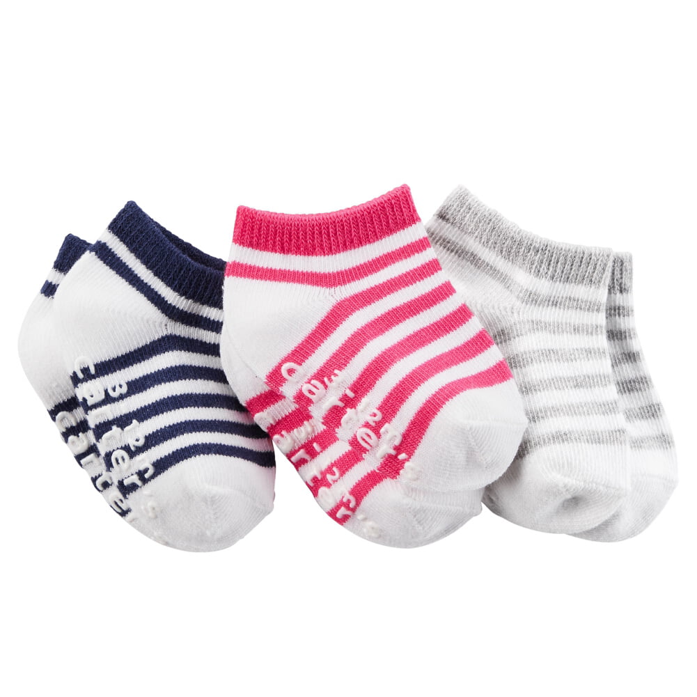 Carters Infant Girls' TWO 3-Packs of Socks Striped Crews & Footies NWT 