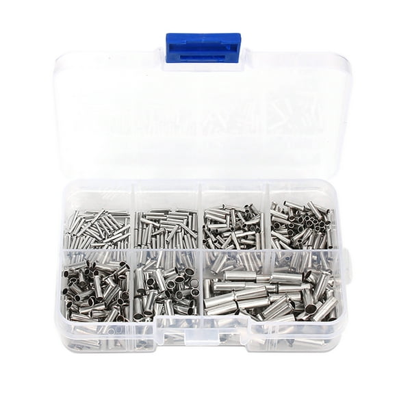 Yeacher 600PCS/Box Tube Shape Connector Wire Crimp Terminal Block Assortment Kit Set