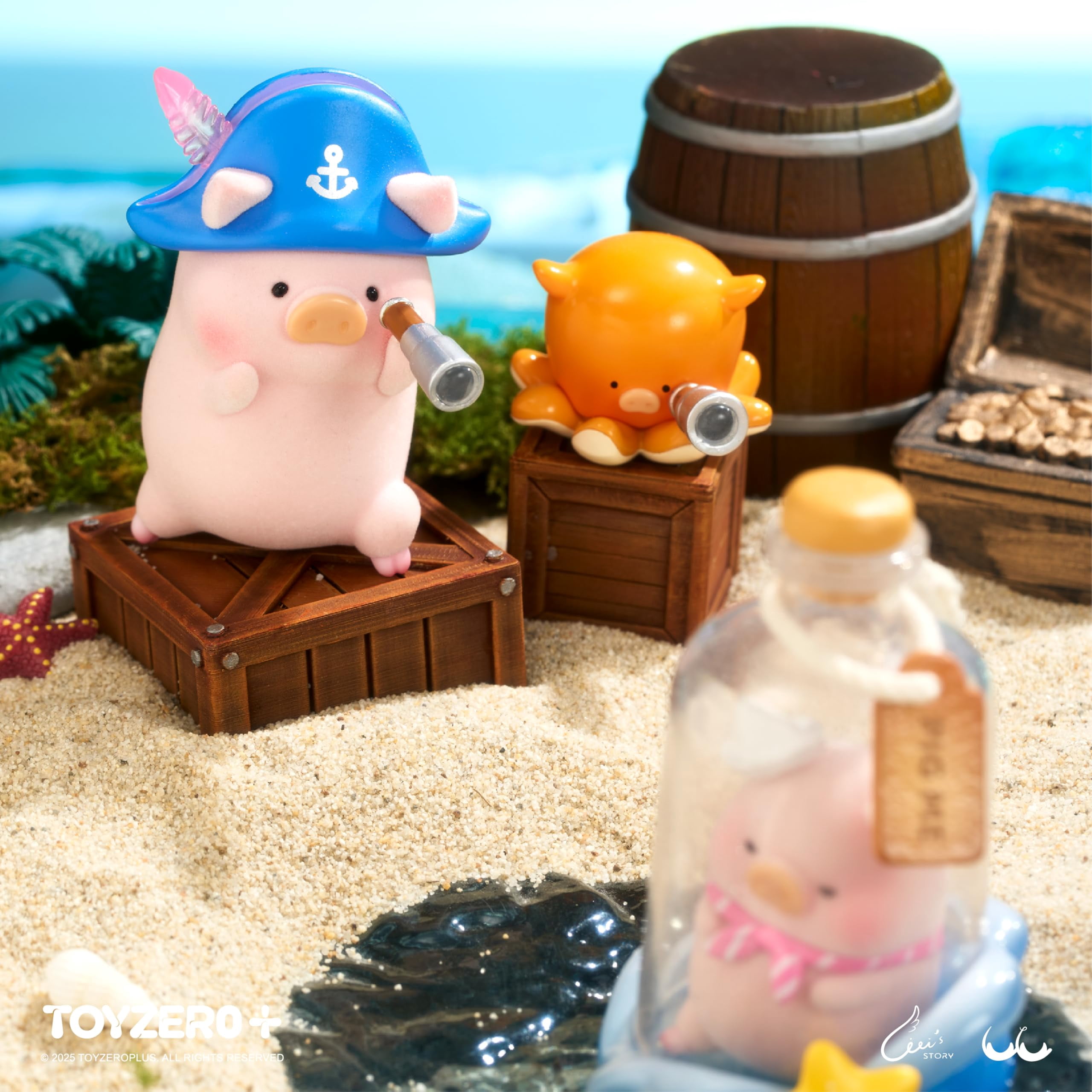 TOYZERO + Lulu The Piggy Blind Box Figures - Ocean Series Blind Boxes Mystery Box Cute Animal Figures Collectible Toys Home Desk Decorations Holiday Birthday Gifts, Whole Set