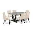thumbnail image 6 of East West Furniture V-Style 7-piece Kitchen Set with Button Tufted Back in Black, 6 of 10